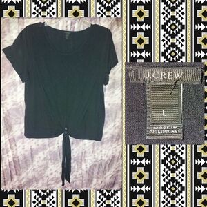 J.Crew brand Black Soft Knit Top w/Front Ties Sz Large